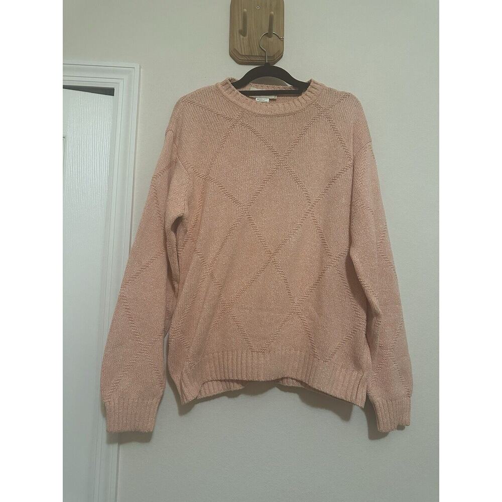 Vtg Bilancioni Men’s Sweater Long Sleeve Crewneck Silk Cotton US Sz L Argyle - Picture 1 of 9